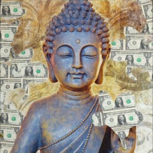 Buddha meditates - dollar bill -