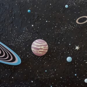 saturn on cosmic fabric